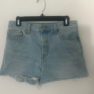 Levi’s “Wedgie” cut Light Blue Denim Cutoff Shorts